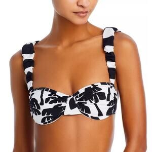 FARM RIO SIZE XSMALL COCONUT BRA BIKINI SWIM TOP BLACK WHITE NEW